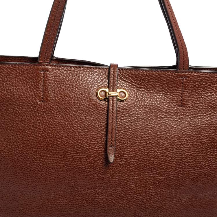 Pre Owned Salvatore Ferragamo Brown Leather Bice Tote