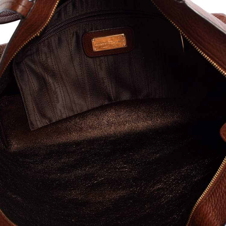 Pre Owned Salvatore Ferragamo Brown Leather Bice Tote
