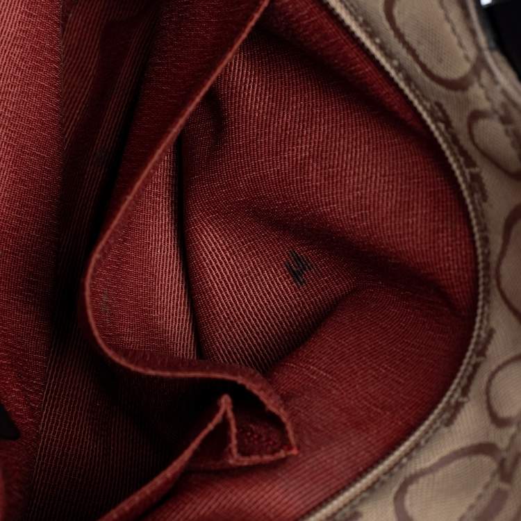 Pre Owned Salvatore Ferragamo Multicolor Gancini Canvas And Leather Tote