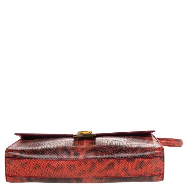 Pre Owned Salvatore Ferragamo Red Karung Gancio Lock Shoulder Bag