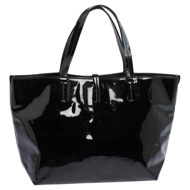 Pre Owned Salvatore Ferragamo Black Patent Leather Bice Tote