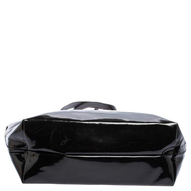 Pre Owned Salvatore Ferragamo Black Patent Leather Bice Tote