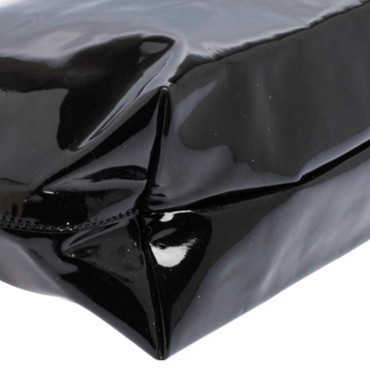 Pre Owned Salvatore Ferragamo Black Patent Leather Bice Tote