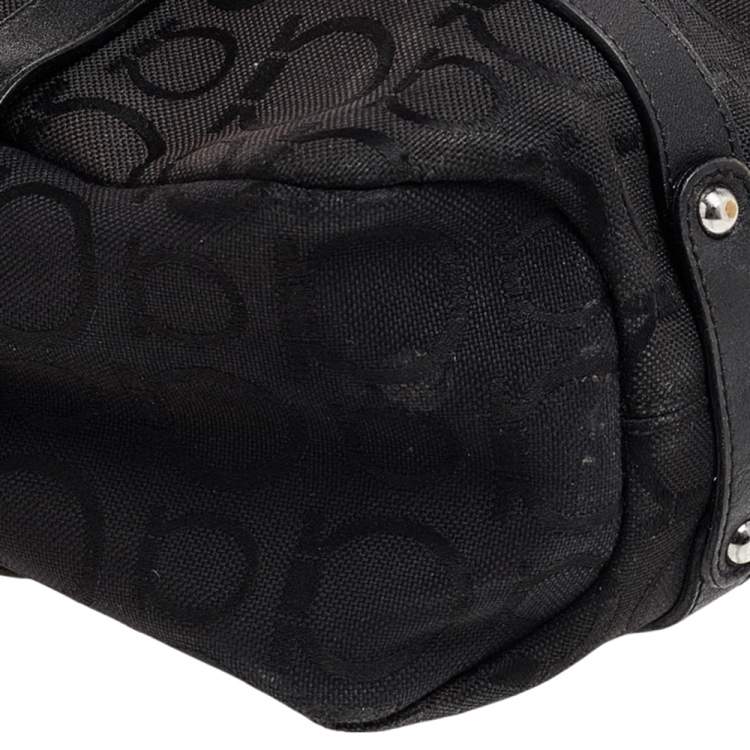 Pre Owned Salvatore Ferragamo Black Canvas And Leather Tote