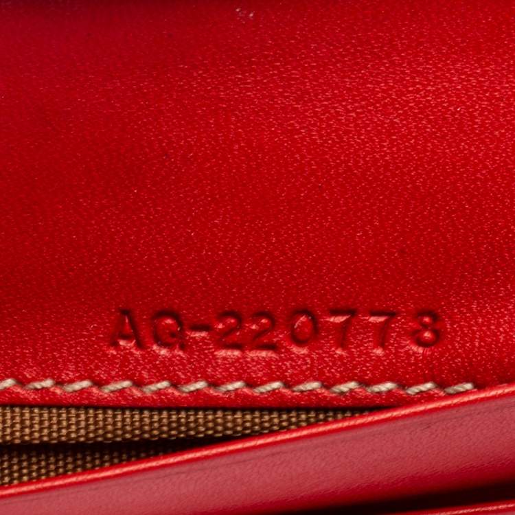 Pre Owned Salvatore Ferragamo Red Leather Gancini Clip French Wallet
