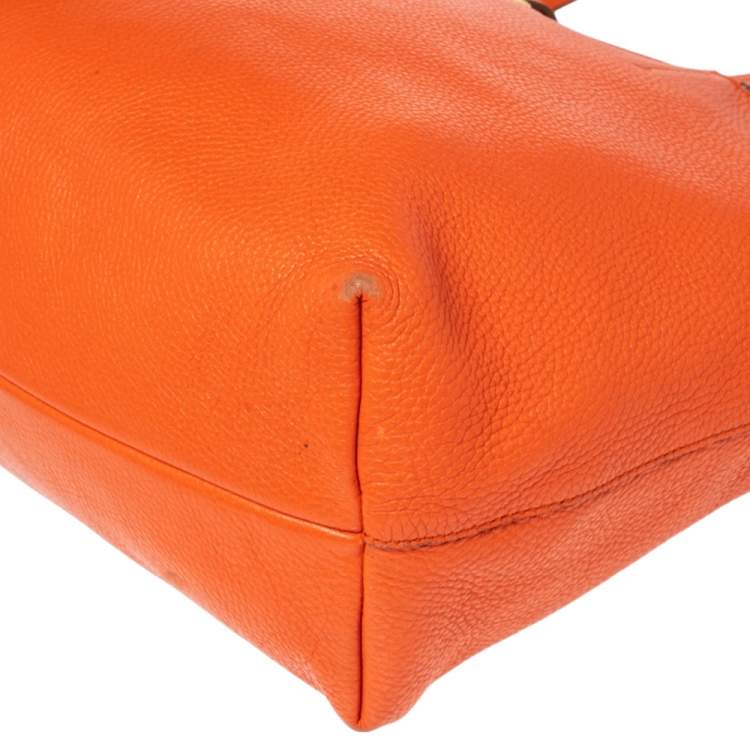Pre Owned Salvatore Ferragamo Orange Leather Tote