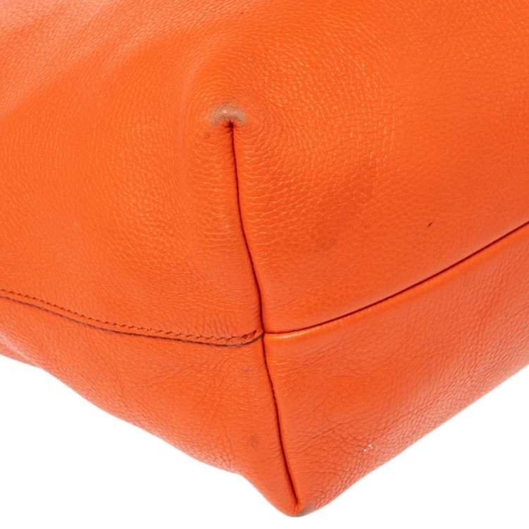 Pre Owned Salvatore Ferragamo Orange Leather Tote