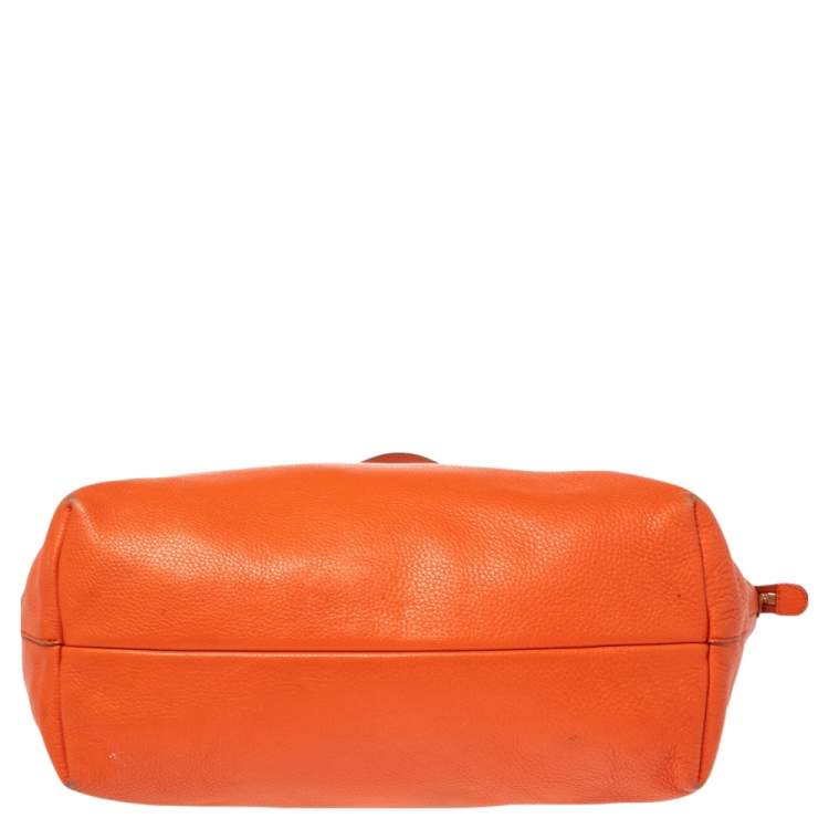 Pre Owned Salvatore Ferragamo Orange Leather Tote