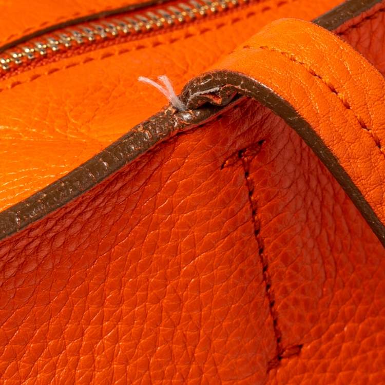 Pre Owned Salvatore Ferragamo Orange Leather Tote
