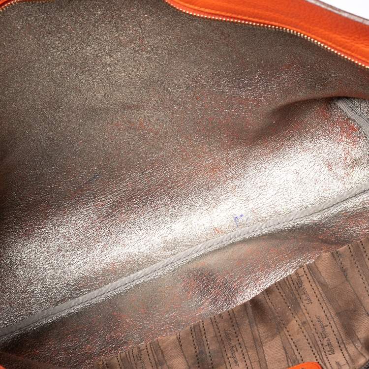 Pre Owned Salvatore Ferragamo Orange Leather Tote