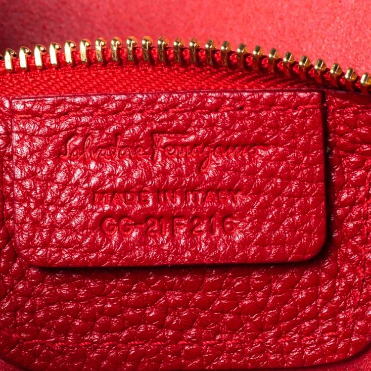 Pre Owned Salvatore Ferragamo Red Leather Medium Amy Tote