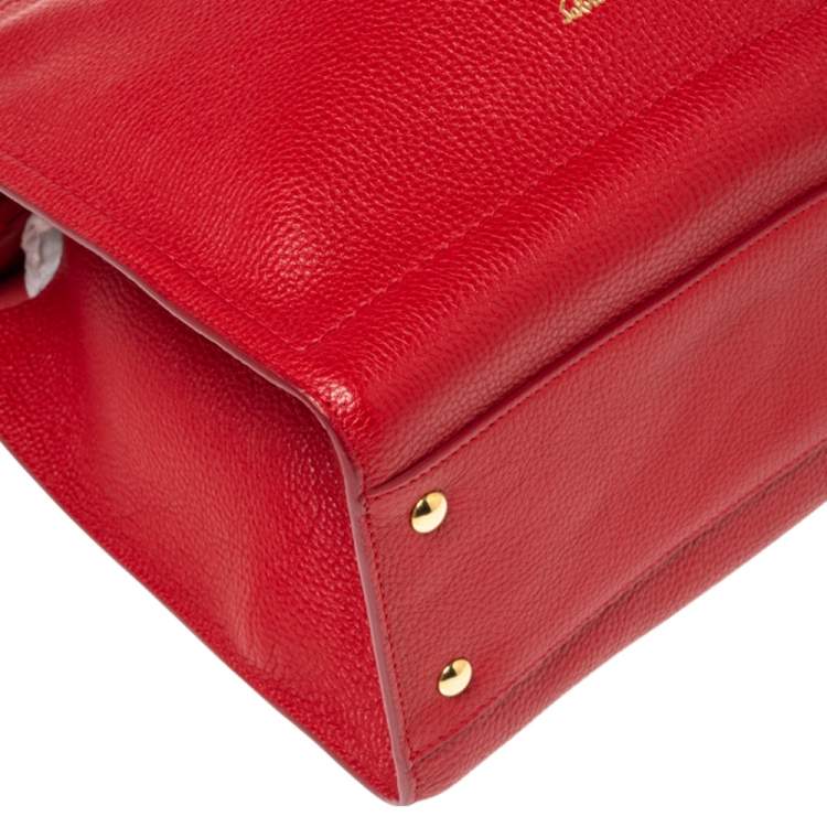 Pre Owned Salvatore Ferragamo Red Leather Medium Amy Tote
