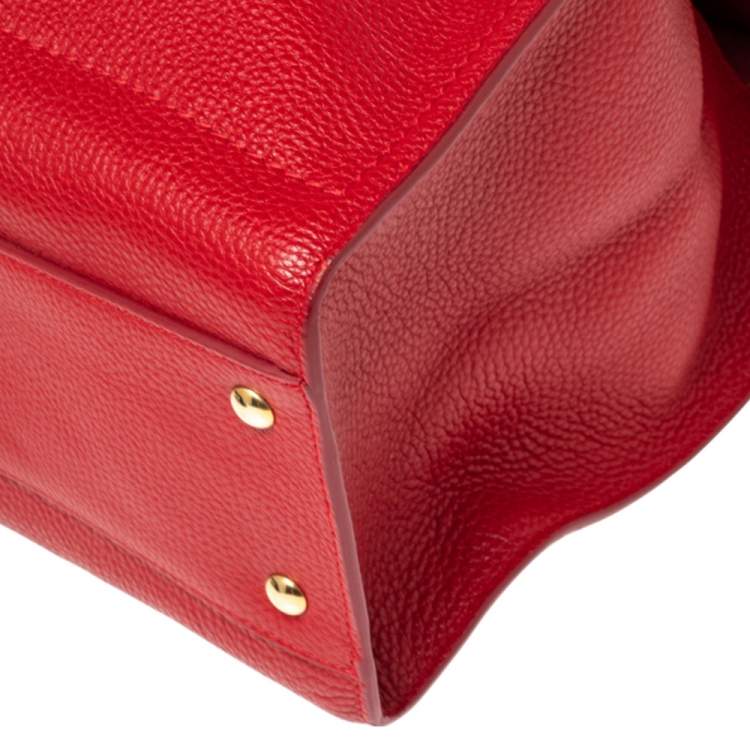 Pre Owned Salvatore Ferragamo Red Leather Medium Amy Tote
