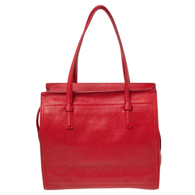 Pre Owned Salvatore Ferragamo Red Leather Medium Amy Tote