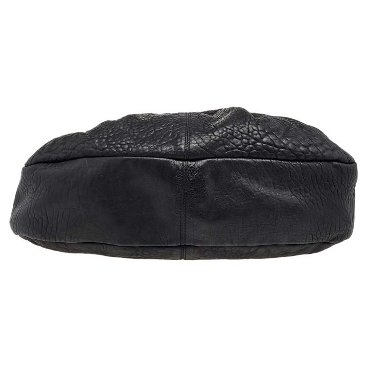 Pre Owned Salvatore Ferragamo Black Leather Gancini Hobo