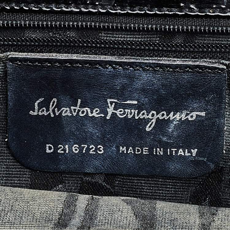 Pre Owned Salvatore Ferragamo Black Patent Leather Satchel