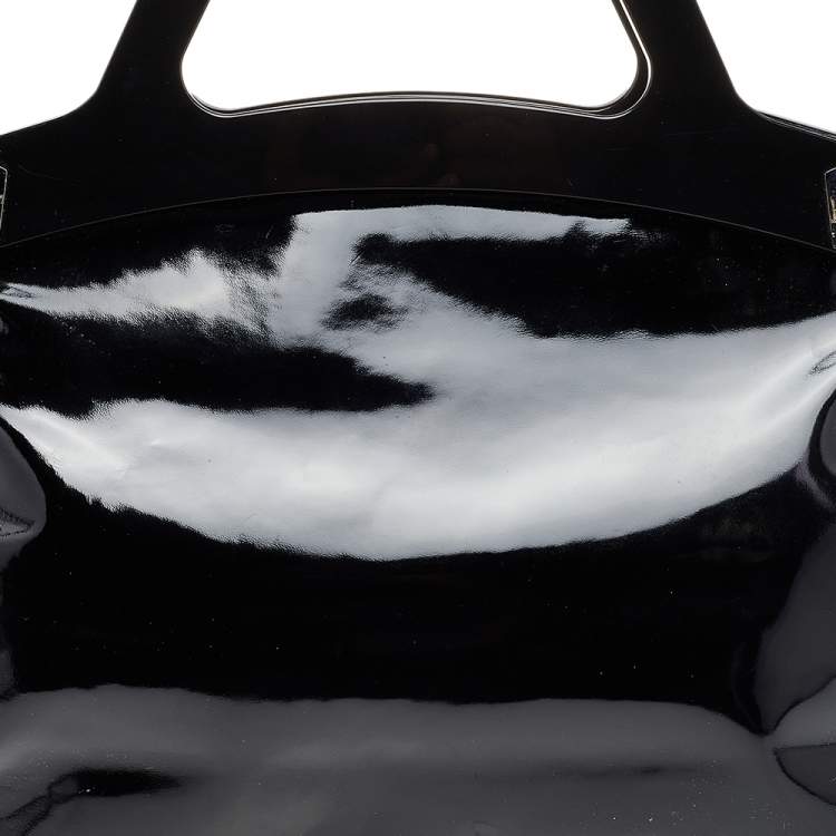 Pre Owned Salvatore Ferragamo Black Patent Leather Satchel