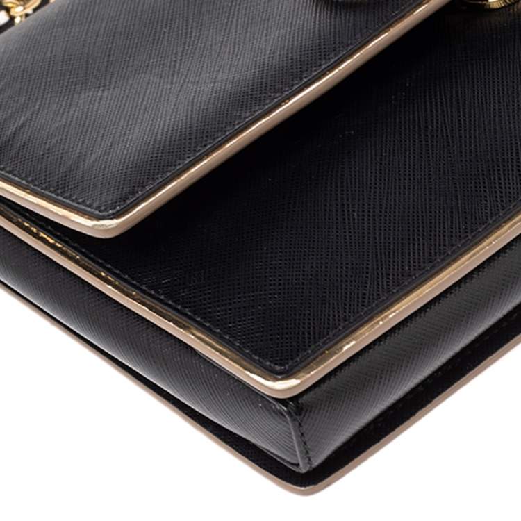 Pre Owned Salvatore Ferragamo Black/Gold Leather Ginny Shoulder Bag