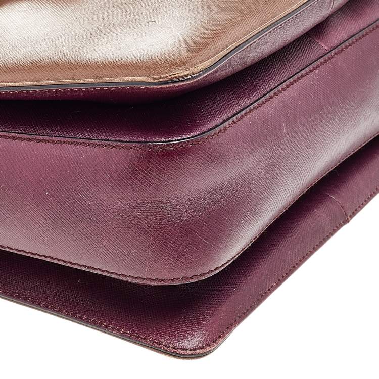 Pre Owned Salvatore Ferragamo Beige/Brown Leather Gancini Top Handle