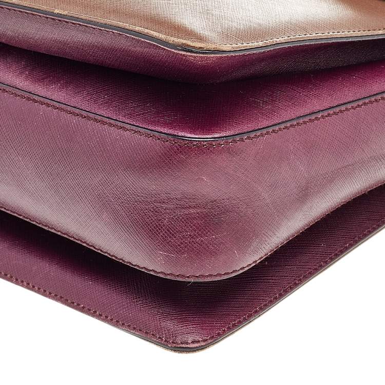 Pre Owned Salvatore Ferragamo Beige/Brown Leather Gancini Top Handle