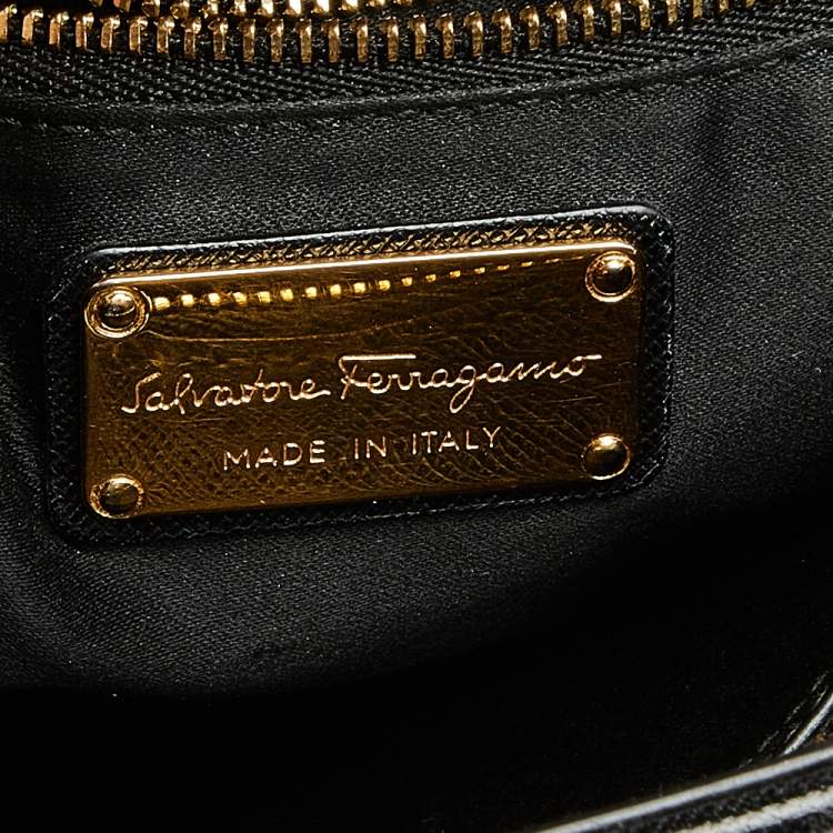 Pre Owned Salvatore Ferragamo Black Leather Chain Tote