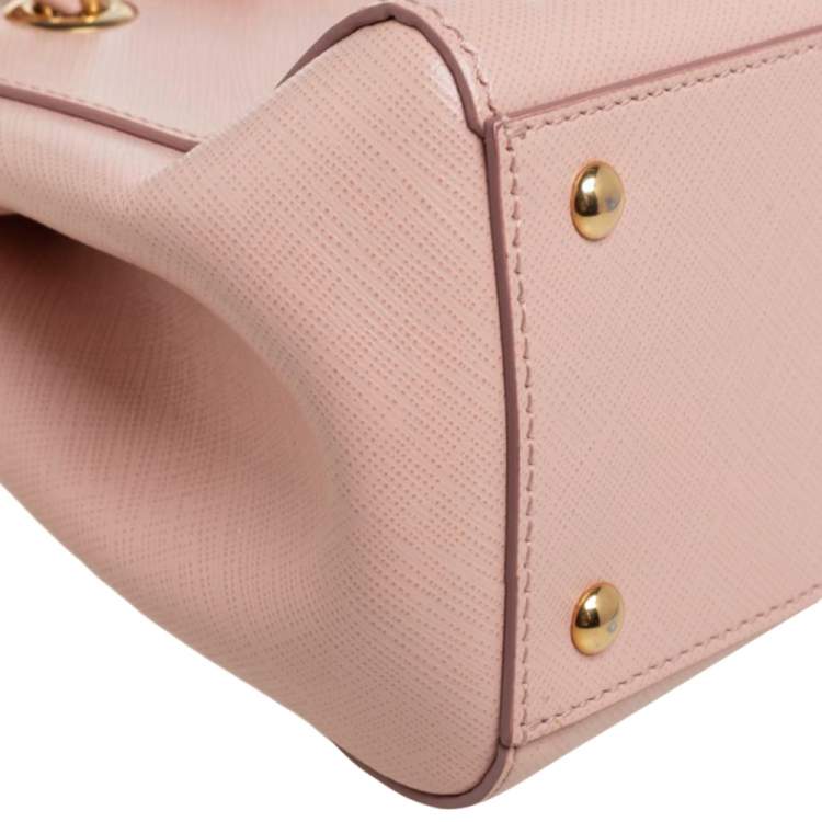 Pre Owned Salvatore Ferragamo Pink Leather Mini Melike Vara Bow Chain Tote
