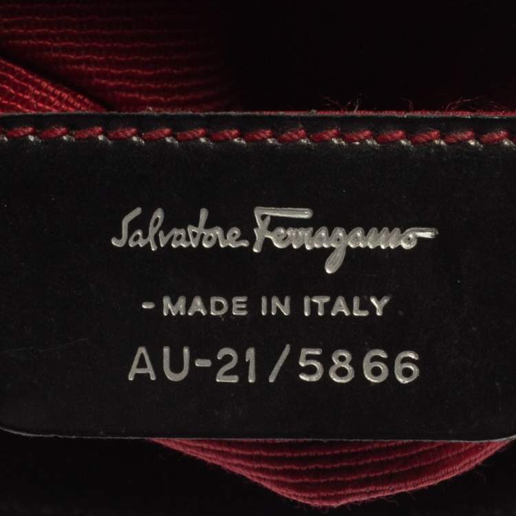 Pre Owned Salvatore Ferragamo Black Nubuck and Leather Gancio Baguette 