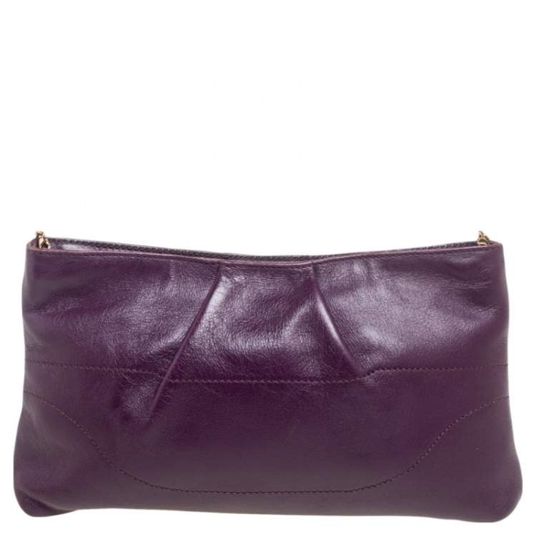Pre Owned Salvatore Ferragamo Purple Leather Gancini Shoulder Bag
