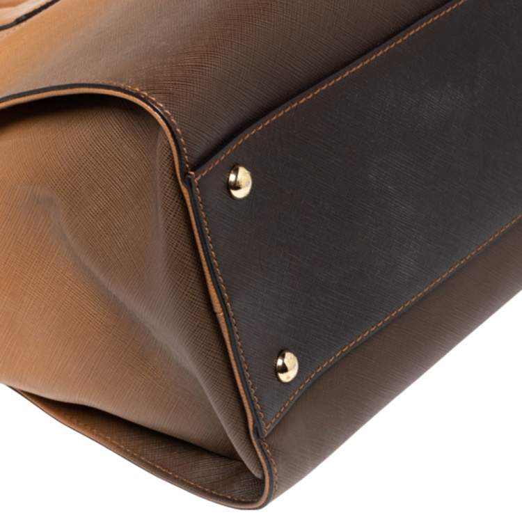 Pre Owned Salvatore Ferragamo Brown Ombre Leather Double Gancio Tote
