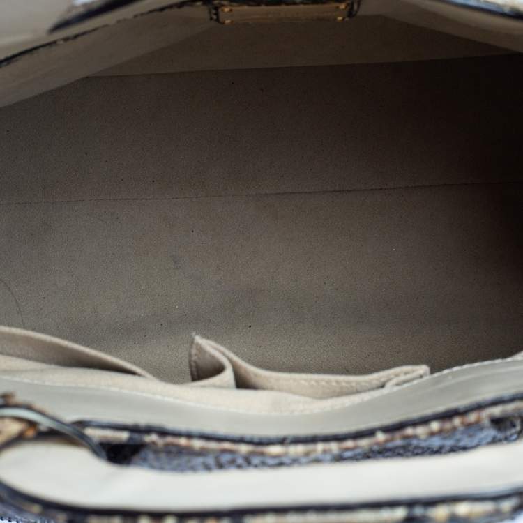 Pre Owned Salvatore Ferragamo Brown/Beige Python Gancini Satchel