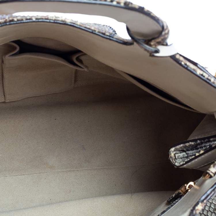 Pre Owned Salvatore Ferragamo Brown/Beige Python Gancini Satchel