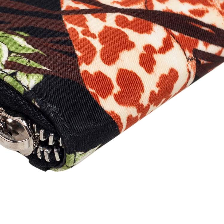 Pre Owned Salvatore Ferragamo Multicolor Jungle Print Fabric Zip Around Continental Wallet
