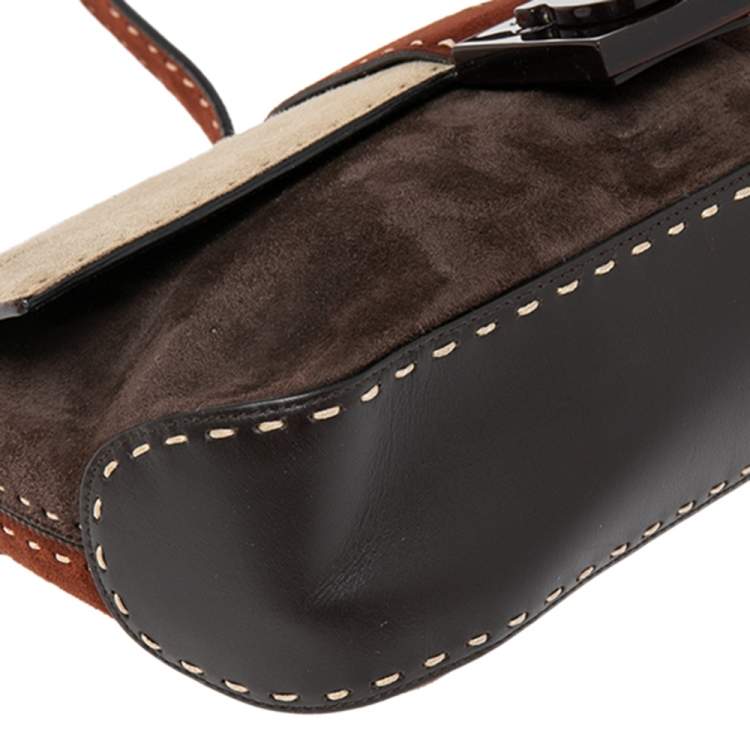 Pre Owned Salvatore Ferragamo Multicolor Suede and Leather Shoulder Bag