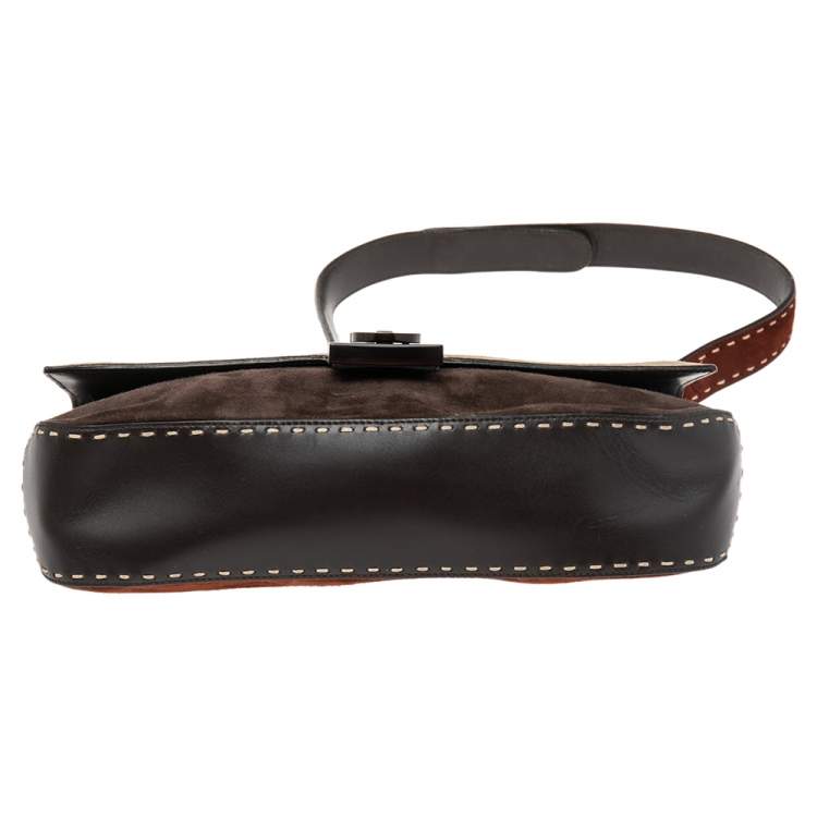 Pre Owned Salvatore Ferragamo Multicolor Suede and Leather Shoulder Bag