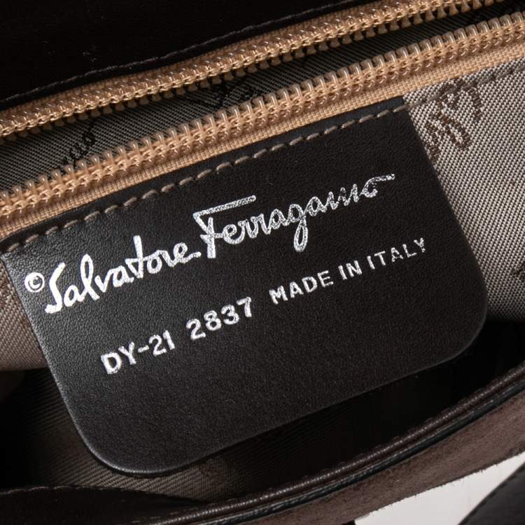 Pre Owned Salvatore Ferragamo Multicolor Suede and Leather Shoulder Bag
