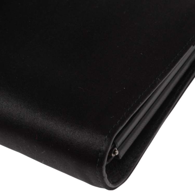 Pre Owned Salvatore Ferragamo Black Satin Musa Gancini Clutch