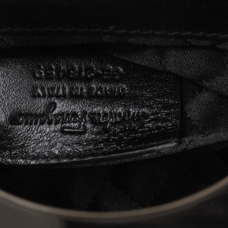 Pre Owned Salvatore Ferragamo Black Satin Musa Gancini Clutch