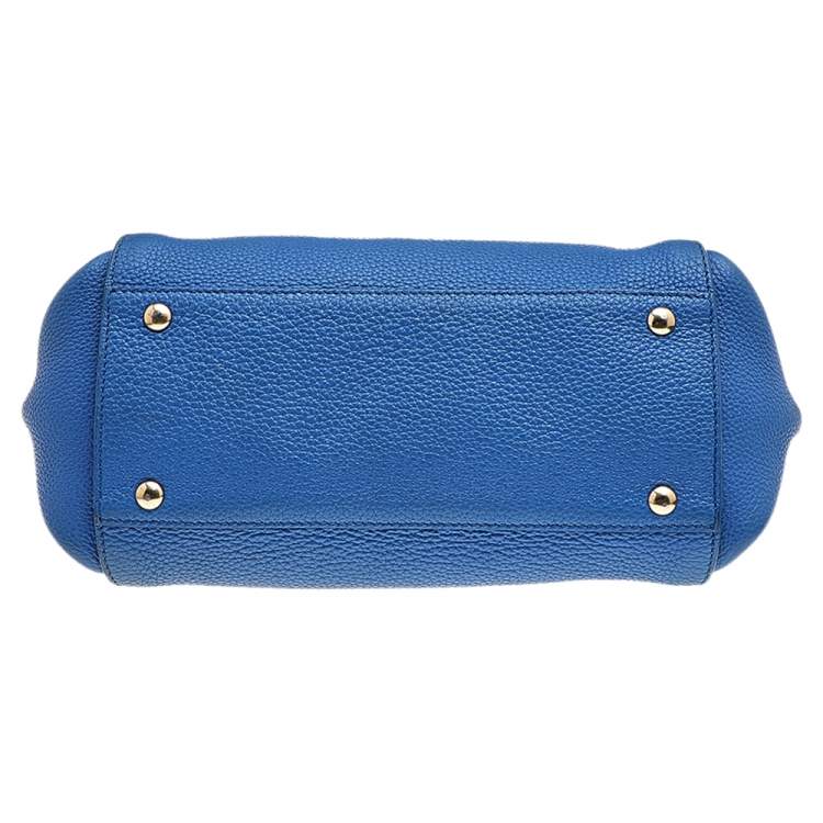 Pre Owned Salvatore Ferragamo Blue Leather Medium Sofia Top Handle Bag