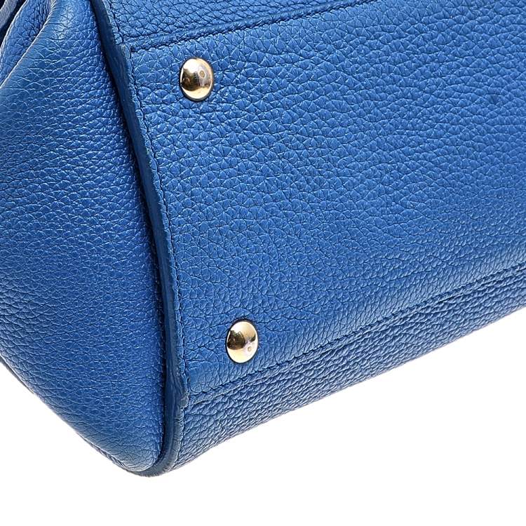 Pre Owned Salvatore Ferragamo Blue Leather Medium Sofia Top Handle Bag