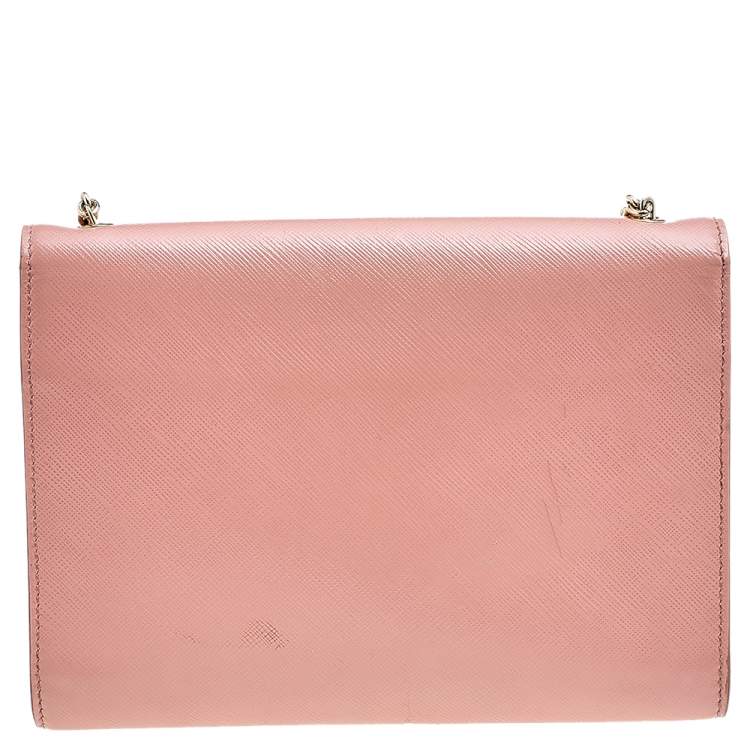Pre Owned Salvatore Ferragamo Peach Leather Ginny Crossbody Bag