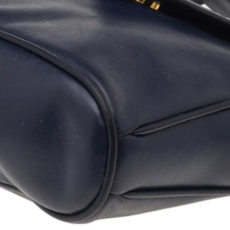 Pre Owned Salvatore Ferragamo Blue/Black Leather Flap Shoulder Bag