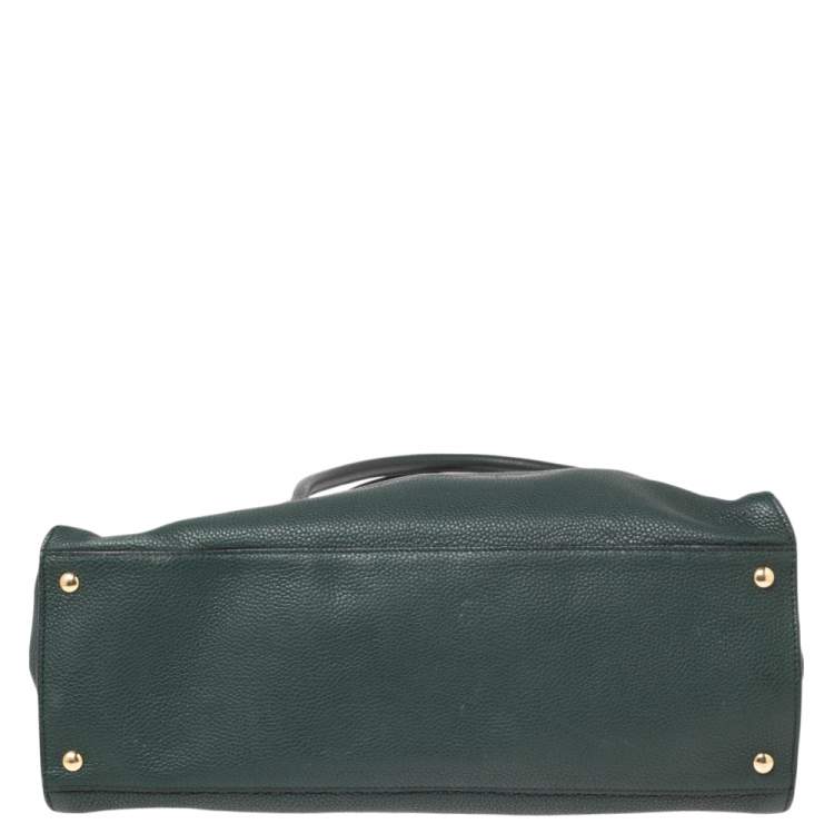 Pre Owned Salvatore Ferragamo Green Leather Satchel