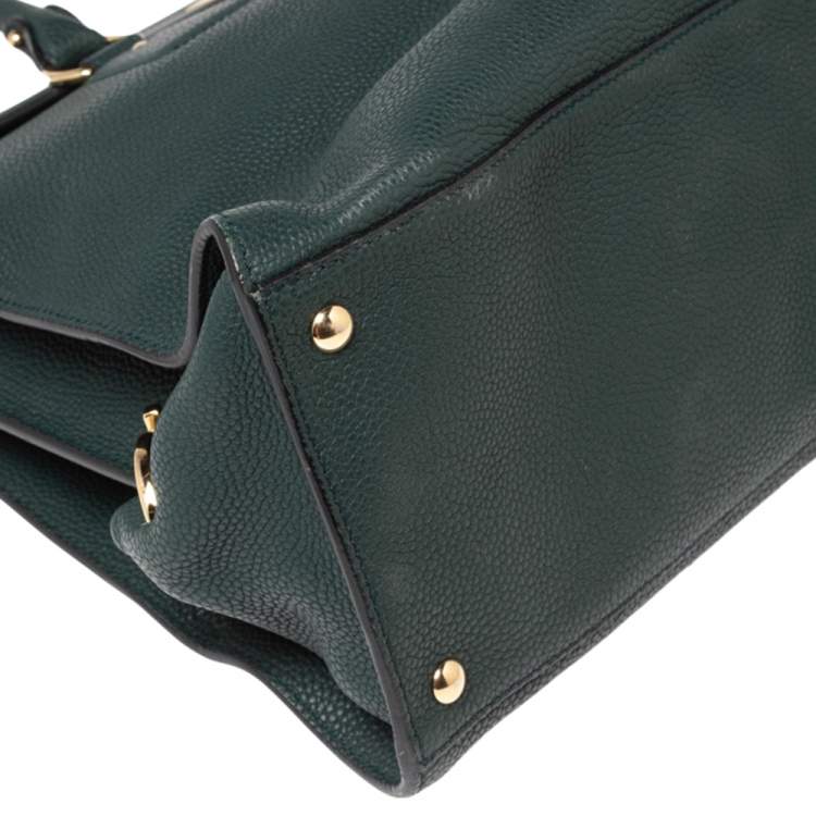 Pre Owned Salvatore Ferragamo Green Leather Satchel