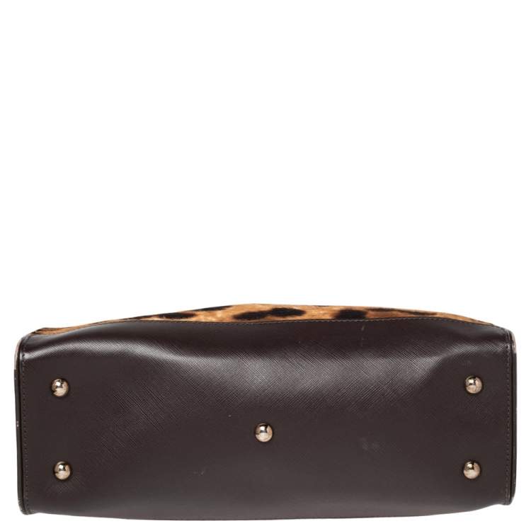 مملوكة مسبقًا Salvatore Ferragamo Brown Leopard Print Pony Hair and Leather Medium Briana Tote