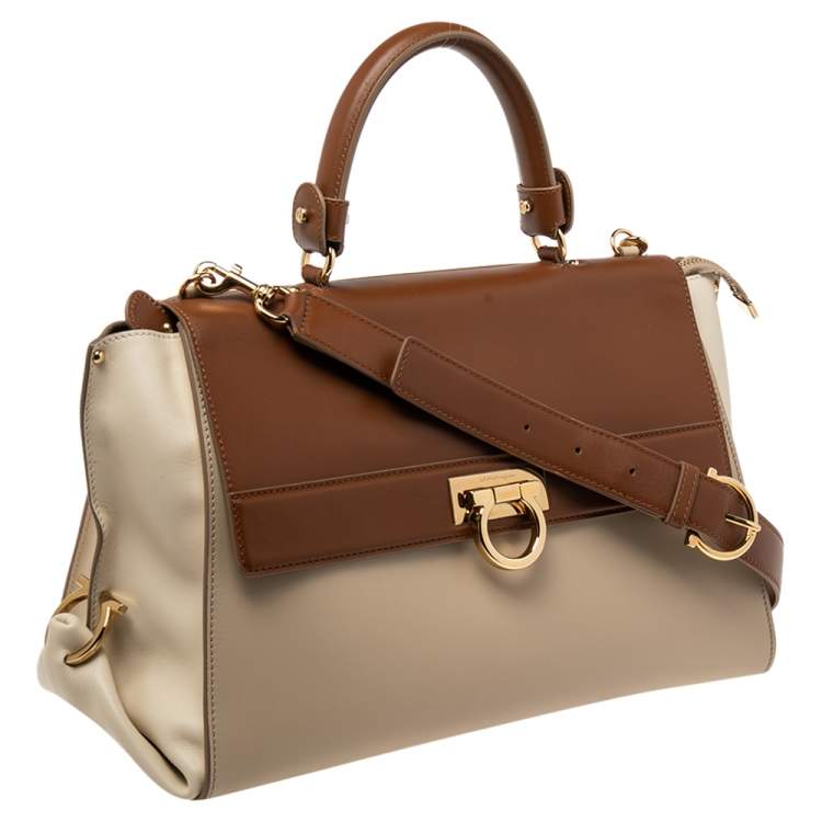 Pre Owned Salvatore Ferragamo Tricolor Leather Large Sofia Top Handle Bag