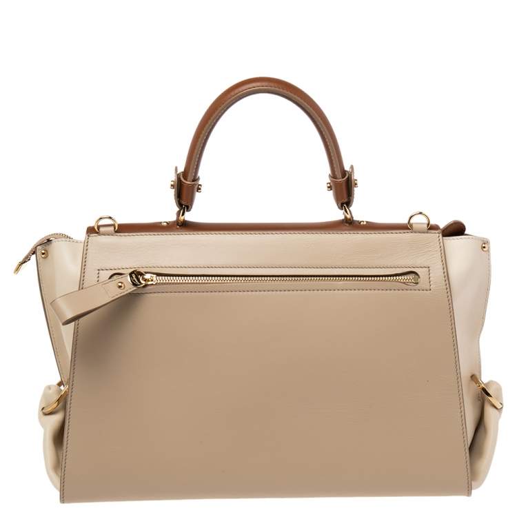 Pre Owned Salvatore Ferragamo Tricolor Leather Large Sofia Top Handle Bag