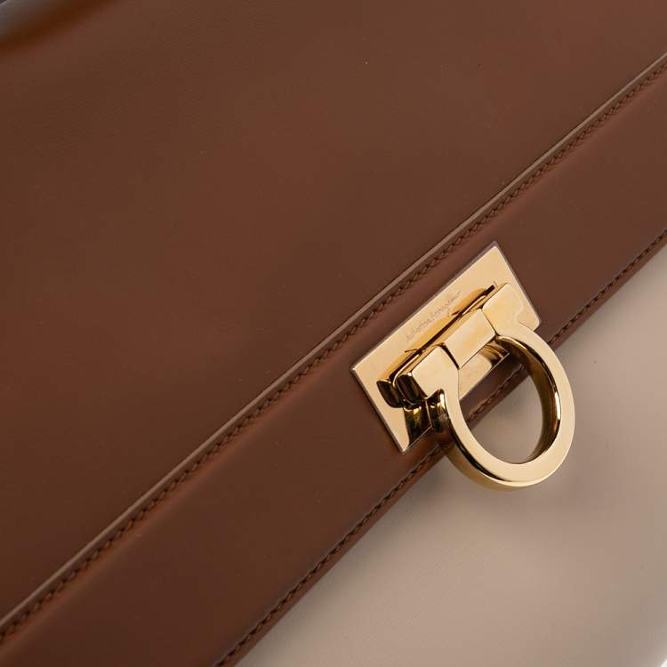 Pre Owned Salvatore Ferragamo Tricolor Leather Large Sofia Top Handle Bag