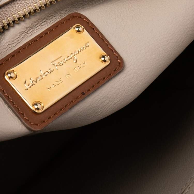 Pre Owned Salvatore Ferragamo Tricolor Leather Large Sofia Top Handle Bag