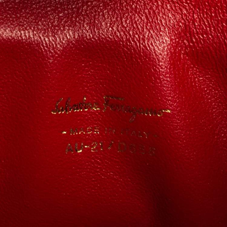 Pre Owned Salvatore Ferragamo Coral Red Leather Gancini Lock Tote