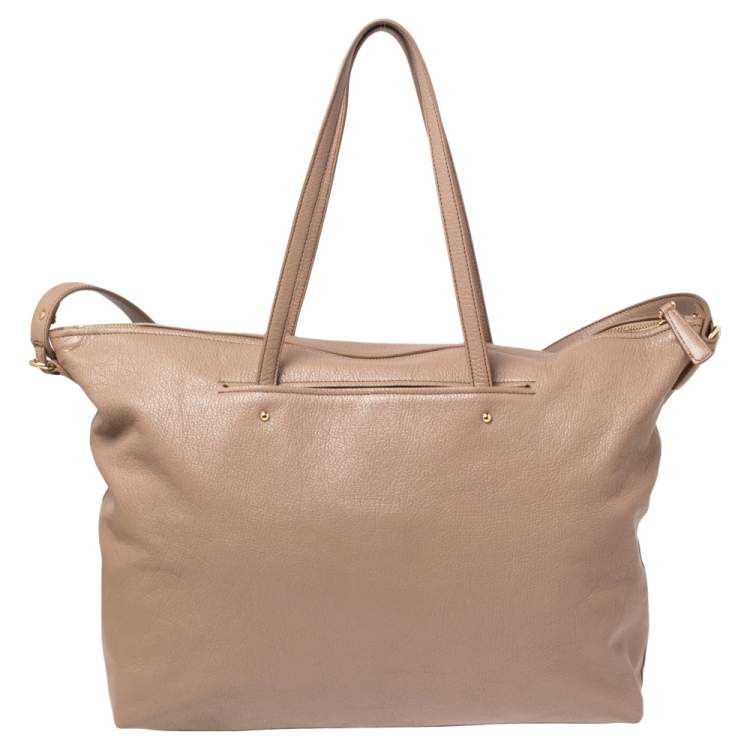 Pre Owned Salvatore Ferragamo Beige Leather Mika Tote